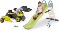 Smoby Set tobogan cu dublu val și tractor cu pedale și remorcă Toboggan Life Smoby lungimea suprafeței de alunecare 200 cm cu apă (SM820405-42)