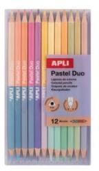 APLI Színes ceruza készlet, kétvégű, háromszögletű, 'Pastel Duo', 24 különböző pasztel szín (LCA20083D) (LCA20083D)