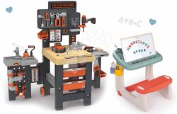 Smoby Set masă de lucru cu trei părți Black&Decker Mega Center și bancă școlară Smoby pentru desenat și tablă cu două fețe (SM360726-8) Set bricolaj copii