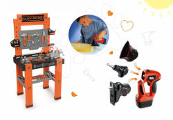 Smoby Set bancă de lucru Black+Decker Smoby și setul de unelte electronice 3în1 Evo (SM360700-2) Set bricolaj copii