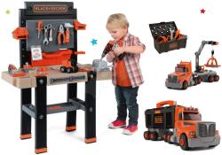 Smoby Set atelier de lucru Black+Decker Smoby cu 95 de accesorii și camion cu valiză de lucru și unelte (SM360702-18) Set bricolaj copii