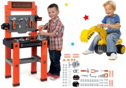 Smoby Set bancă de lucru Black+Decker Smoby cu 79 de accesorii şi excavator Maxi Power cu scaun (SM360700-6) Set bricolaj copii