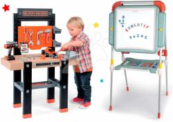 Smoby Set bancă de lucru Black&Decker Smoby cu maşină de găurit şi tablă magnetică cu două feţe și 80 accesorii (SM360701-9) Set bricolaj copii