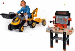 Smoby Set atelier de lucru Black+Decker Smoby electronic şi tractor cu pedale Builder Max cu excavator şi cu încărcător frontal (SM360702-14) Set bricolaj copii