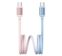 USAMS BICOLOR adatkábel (Type-C - Type-C, 60W, PD gyorstöltő, 120cm) KÉK/RÓZSASZÍN (SJ756USB03) (SJ756USB03) - aqua