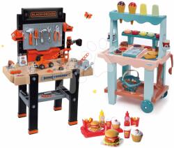 Smoby Set atelier de lucru Black+Decker Smoby electronic şi stand de îngheţată cu vafe și hamburgheri (SM360702-17) Set bricolaj copii