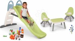 Smoby Set tobogan cu dublu val și măsuță cu scăunele Toboggan Life Smoby lungimea suprafeței 200 cm cu apă și set de alimente (SM820405-40)