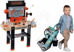 Smoby Set masă electronică de lucru Black+Decker Smoby şi cărucior de curăţenie cu aspirator electronic (SM360702-3) Set bricolaj copii