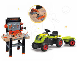 Smoby Set atelier de lucru Black+Decker Smoby şi tractor cu pedale Claas Farmer XL Broască (SM360702-13) Set bricolaj copii