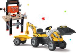 Smoby Set atelier de lucru Black&Decker Smoby cu maşină de găurit şi tractor Builder Max cu remorcă şi excavator (SM360701-11) Set bricolaj copii