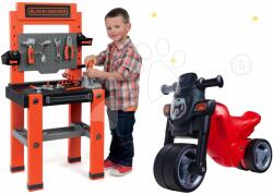 Smoby Set bancă de lucru Black+Decker Smoby cu 79 de accesorii şi babytaxiu motocicletă Sport Bike cu claxon electronic (SM360700-7) Set bricolaj copii
