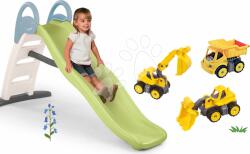 Smoby Set tobogan cu dublu val și 3 utilaje de lucru Toboggan Life Smoby lungimea suprafeței de alunecare 200 cm cu apă (SM820405-55)