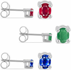 Ezüst Szett Madagaszkári Rubinnal és Brazil Smaragddal ( Fülbevaló ), Y59853