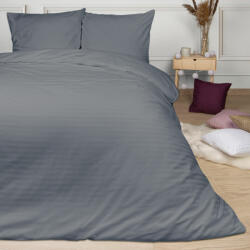  Szürke Csíkos Szatén Ágyneműgarnitúra - 200x220 cm