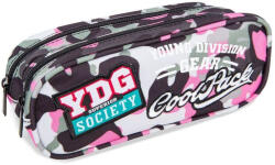 COOLPACK Penar școlar eliptic Cool Pack Clever - Camo Pink Badges, cu 2 compartimente (A65112) Penar