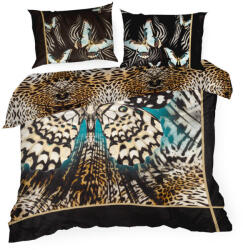 Eurofirany Szatén lepedők 220x200 Eva 15 bézs fekete párduc Eva Minge Eurofirany