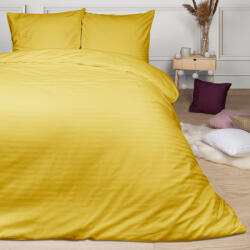  Szatén ágynemű 180x200 mustárcsíkos egyszínű Cizgili damaszt