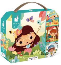 Janod Puzzle in cutie 4 in 1 Anotimpuri 6-9-12-16 buc (J02542) Puzzle