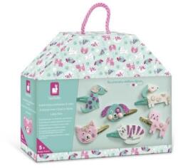 Janod Atelier Set creativ Fabricarea bijuteriilor Agrafe de păr Pui 6 buc în valiză (J09181)