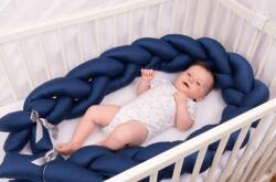  Kiságyvédő Prýmek 47+47+47 szatén sötétkék hossza 200cm