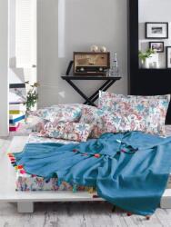  Pamut ágyneműgarnitúra 160x200 Styleup + paplan 180x220 kék paisley rojtokkal Faro dobozban