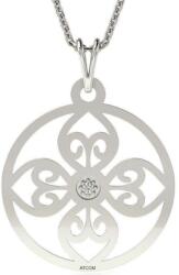 Atcom Jewelry ATCOM - Virágmintás Ezüst Medál Kristállyal - Női - 15 mm
