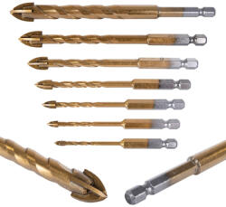 GEKO üveg és kerámiafúró készlet, 7 db - os, HEX 3 - 12 mm (G39700)