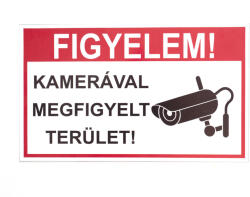  Kamerával megfigyelt terület feliratú, PVC tábla (40x25cm) (pvc40x25)