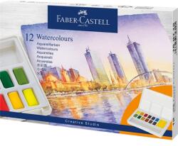 Faber-Castell Vízfesték készlet 12db-os Faber-Castell 169712 Akvarell festékkészlet, tál, keverőpalettával, víztartályos ecsettel (169712)