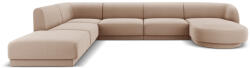 Micadoni Coltar modular Miley in forma de U cu tapiterie din catifea si colt pe partea stanga, cappuccino (MIC_UL_51_F1_MILEY6)
