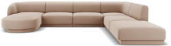 Micadoni Coltar modular Miley in forma de U cu tapiterie din catifea si colt pe partea dreapta, cappuccino (MIC_UR_51_F1_MILEY6)