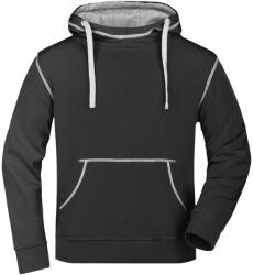 James & Nicholson (Daiber) Férfi kapucnis pulóver JN961 - Fekete / szürke melírozott | S (1-JN961-1700533)