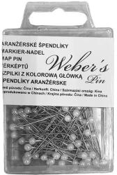 Weber s Gombostű WEBER`S műanyag dobozban fehér fejjel - robbitairodaszer