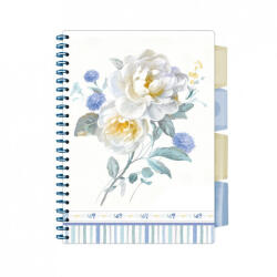  Spirálfüzet ARGUS 100 lapos, színregiszteres, 4 részes, A/5-ös vonalas, Fehér virág