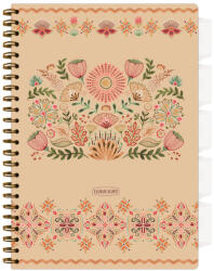  Spirálfüzet ARGUS 80 lapos, színregiszteres, 5 részes, A/4-es vonalas, Hímzett virág
