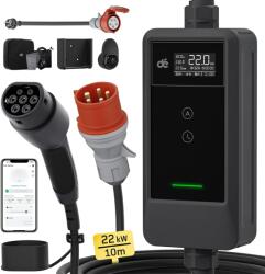  dé mobile Smart 22 kW Mobil EV Töltő (CEE 32A, Type 2, 10 m, Applikációval) (DEMB22KW10M)