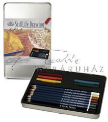 Rajzkészlet - színes rajzkészlet csendélet rajzolásához, fém ceruzatartóban - Royal 13
