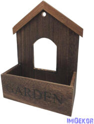  Garden feliratos fa házikós ládikó 25cm - Barna