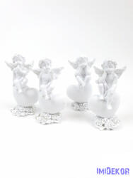  Angyalka figura 9 cm - Rózsás szíven ülő