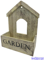  Garden feliratos fa házikós ládikó 25cm - Krém