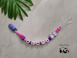 Baby Panda Névre szóló cumilánc - Mosómedve - lila