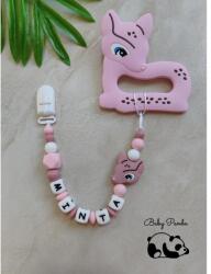 Baby Panda Névre szóló rágcsalánc - Őzike - rózsaszín