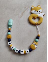 Baby Panda Névre szóló rágcsalánc - Alvó róka - mustár