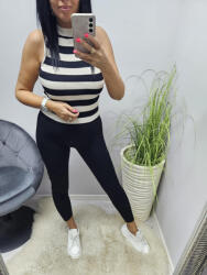 Norafashion Nagyon csinos sportos trikó (világosbézs-fekete) (841495)