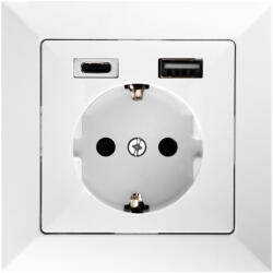 ABEX PERLA Priza simpla schuko USB A+C 16A alb (5668)