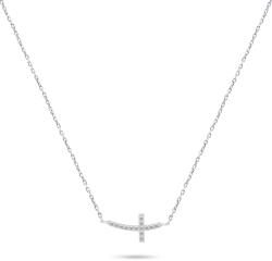 Brilio Silver Colier argintiu Cruce cu pietre de zircon NCL57W