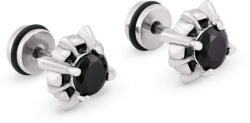 Troli Acél fülbevaló fekete kristállyal