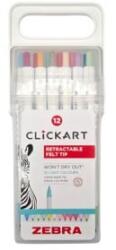 Zebra Filctoll készlet, nyomógombos, 0, 6 mm, 'Clickart' 12 különböző pasztell szín (TZ2718) (TZ2718)