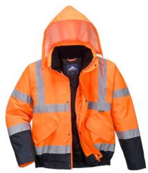 Portwest Hi-Vis kéttónusú bomber kabát (S266ONRXXXL) - grandis