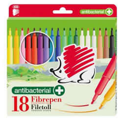 ICO Filctoll készlet, 1 mm, antibakteriális, 'Süni 300', 18 különböző szín (TIC30018A) (TIC30018A)